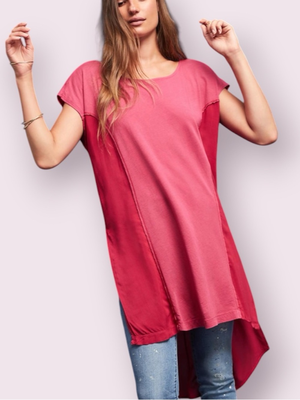 Anthropologie T.LA Provincetown Colorblock High-Low Top T Shirt Dress Small